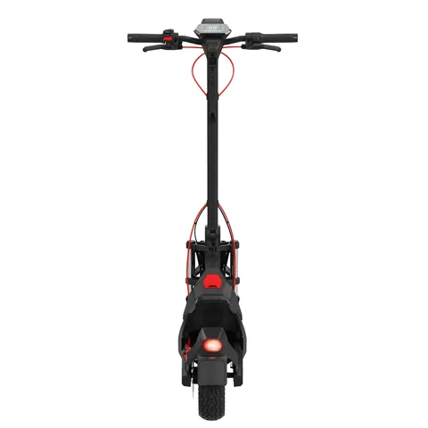 Trottinette électrique Navee NT5 Max vue de l'arrière, feu arrière rouge allumé