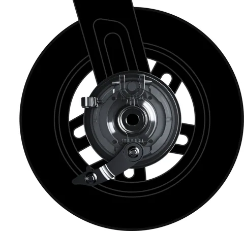 Roue de la Segway-Ninebot E2 Pro E vue de côté avec son frein