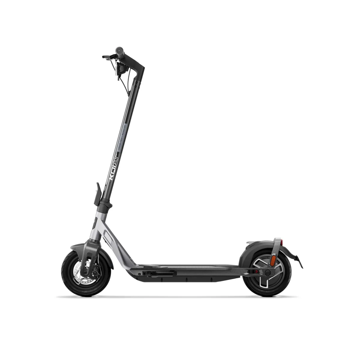 Trottinette électrique Niu KQi Air argent vue de trois-quarts avant