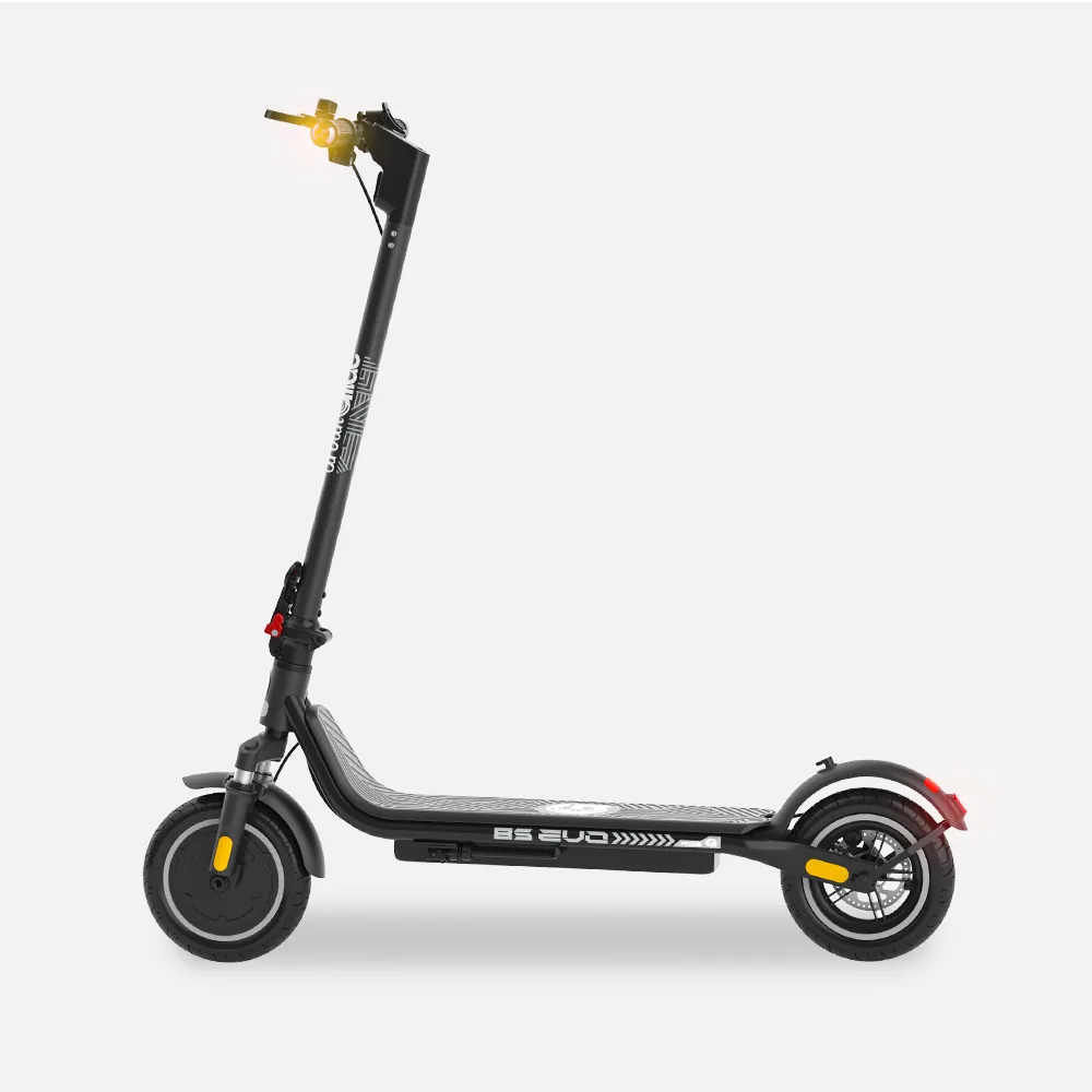 Trottinette électrique Urbanglide Ride 85 Evo noire, vue de profil, guidon déplié
