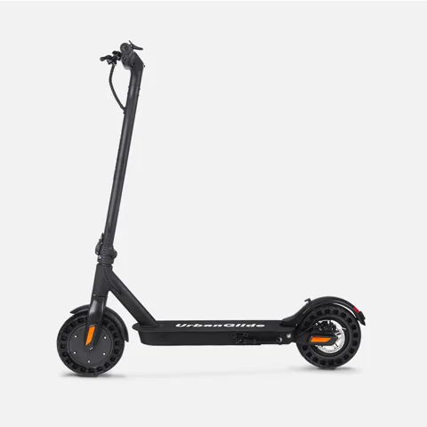 Trottinette électrique Urbanglide Ride 100XS noire, vue de profil, guidon déplié