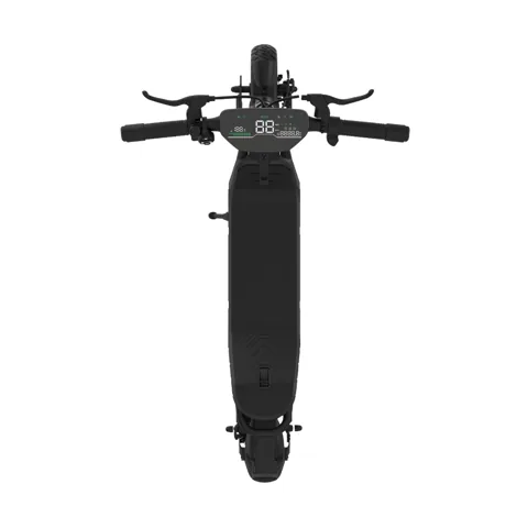 Trottinette électrique Wispeed SUVPILOT 150 R noire vue de dessus : écran au centre du guidon et plateau