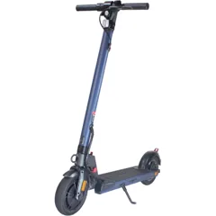 Trottinette électrique Wispeed T855 bleu nuit vue de trois quarts avant, béquille sortie