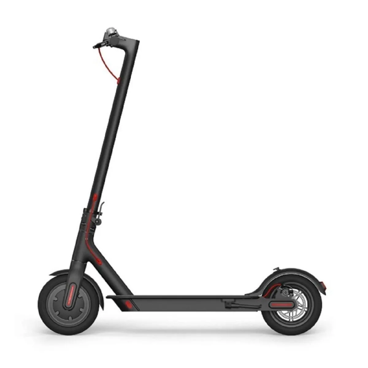 Trottinette électrique Xiaomi Mi Electric Scooter M365 noire, vue de profil, dépliée