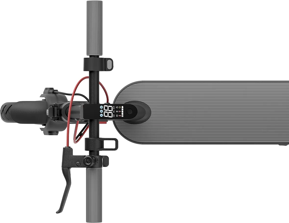 Trottinette électrique Xiaomi Electric Scooter 4 vue de dessus : guidon, écran et plateau