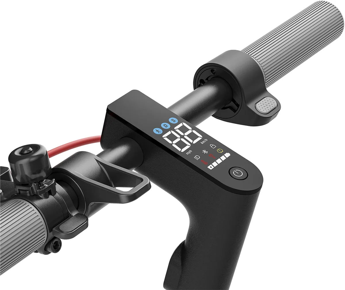 Écran et poignée droite du guidon de la Xiaomi Electric Scooter 4 en gros plan