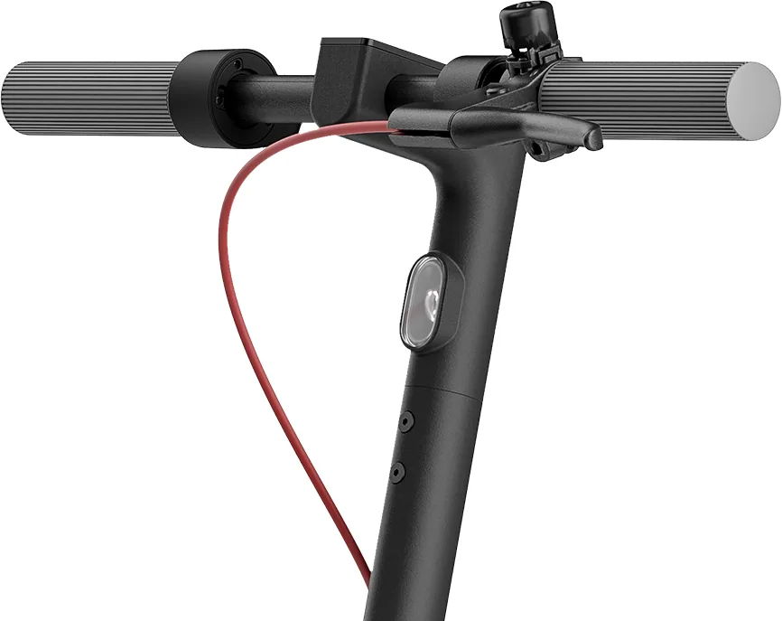 Haut de la potence de la Xiaomi Electric Scooter 4 avec la sonnette et le câble de frein