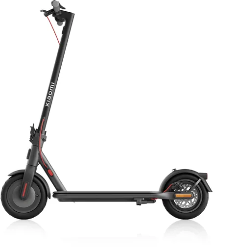 Trottinette électrique Xiaomi Electric Scooter 4 noire, vue de profil côté gauche, dépliée