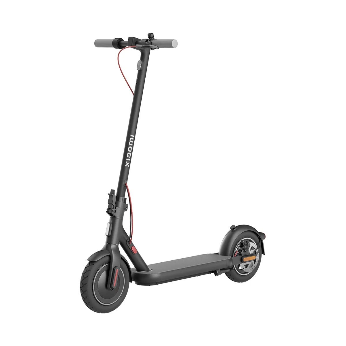 Trottinette électrique Xiaomi Electric Scooter 4 noire, vue de trois quarts avant, dépliée